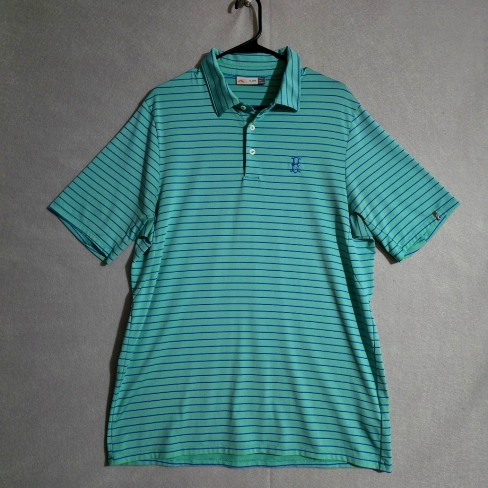 KJUS Performance Triple Striped Golf Polo Embroidered Country Club Size Large